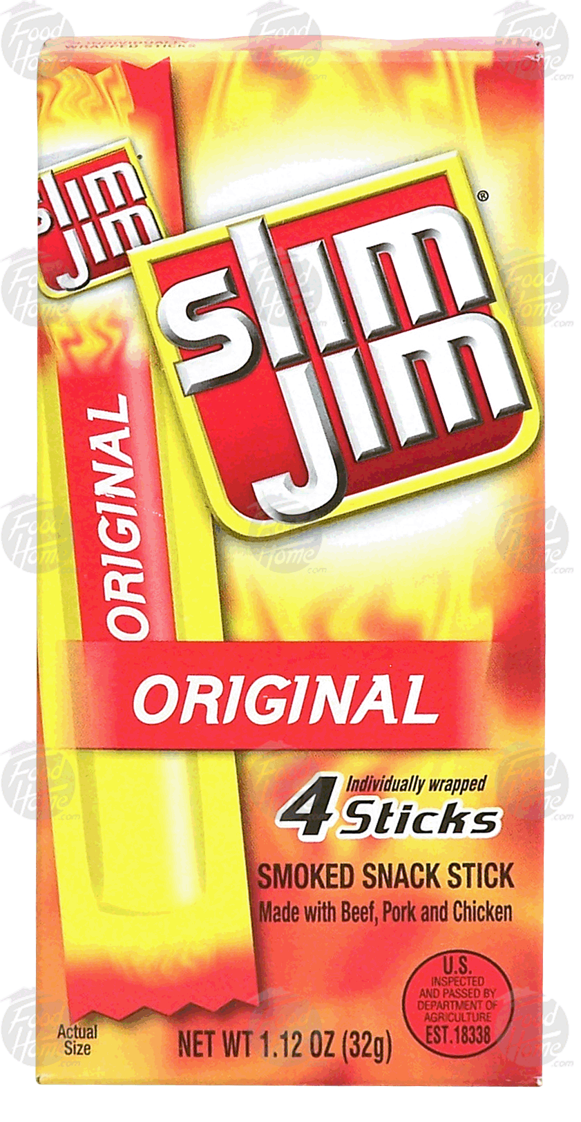 Slim Jim  original smoked snack stick, 4-sticks Full-Size Picture